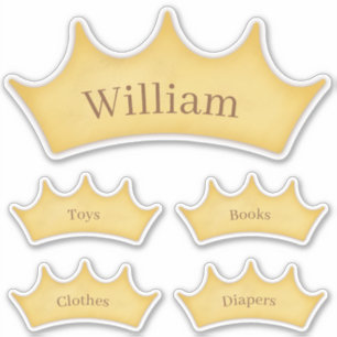 Golden Crown Fairytale Nursery & Kids Room Labels