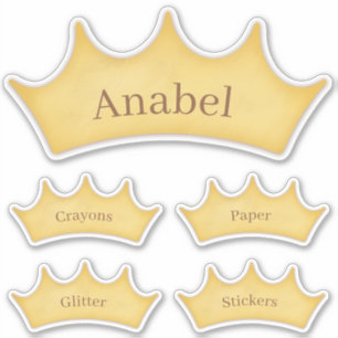 Golden Crown Fairytale Themed Personalized Labels