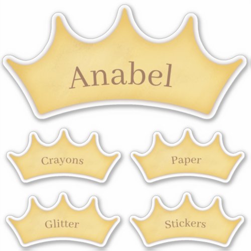 Golden Crown Fairytale Themed Personalized Labels