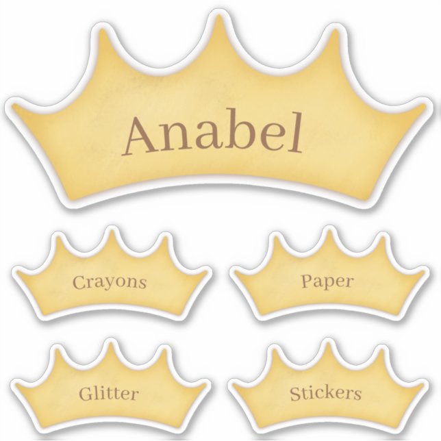 Golden Crown Fairytale Themed Personalized Labels (Front)