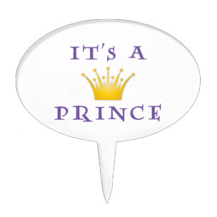 Golden Crown "It's a Prince" with Wizard font Cake Topper