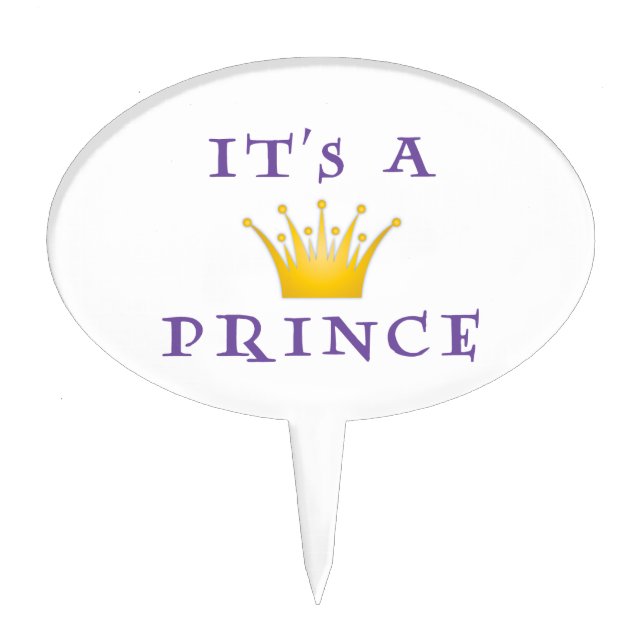 Golden Crown "It's a Prince" with Wizard font Cake Topper (Front)