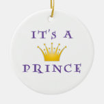 Golden Crown &quot;it&#39;s A Prince&quot; With Wizard Font Ceramic Ornament at Zazzle