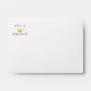 Golden Crown "It's a Prince" with Wizard font Envelope