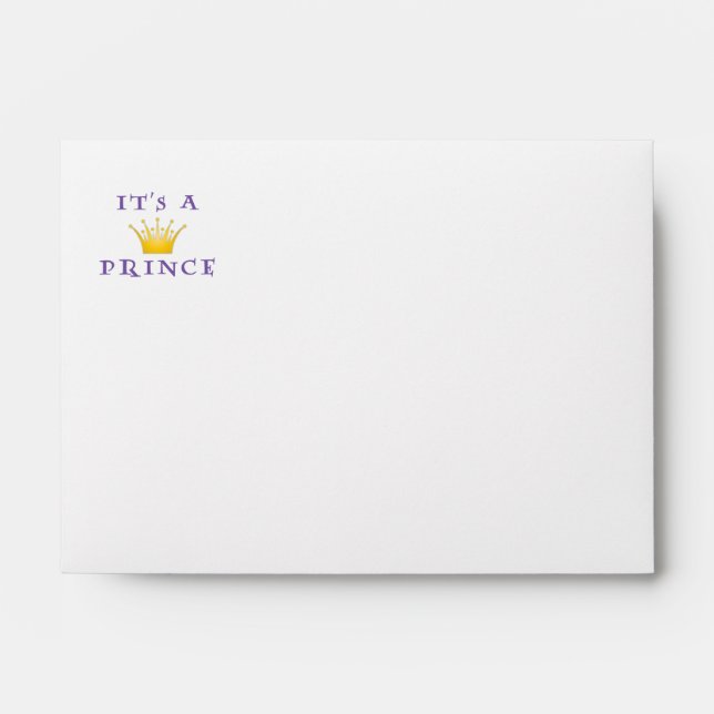 Golden Crown "It's a Prince" with Wizard font Envelope (Front)