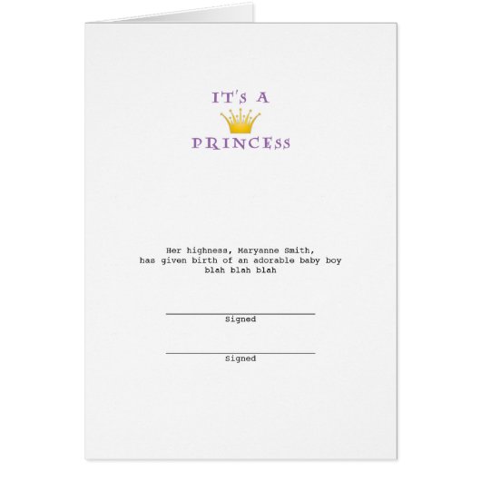 Golden Crown "It's a Princess" with Wizard font (Front)