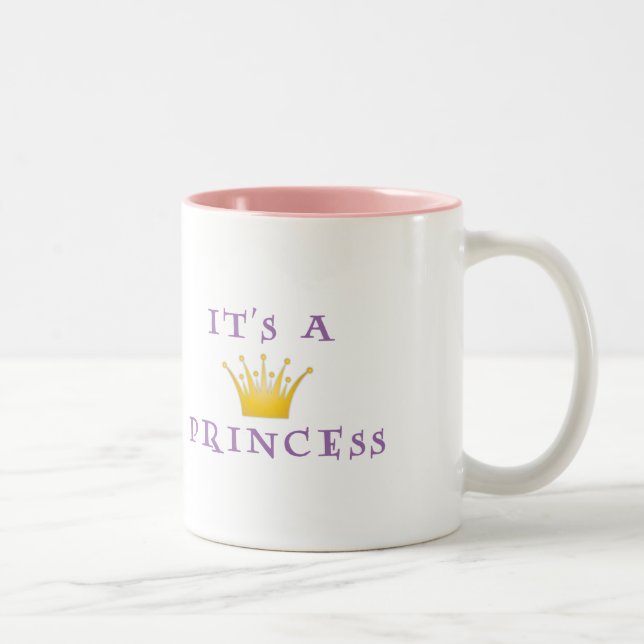 Golden Crown "It's a Princess" with Wizard font Two-Tone Coffee Mug (Right)