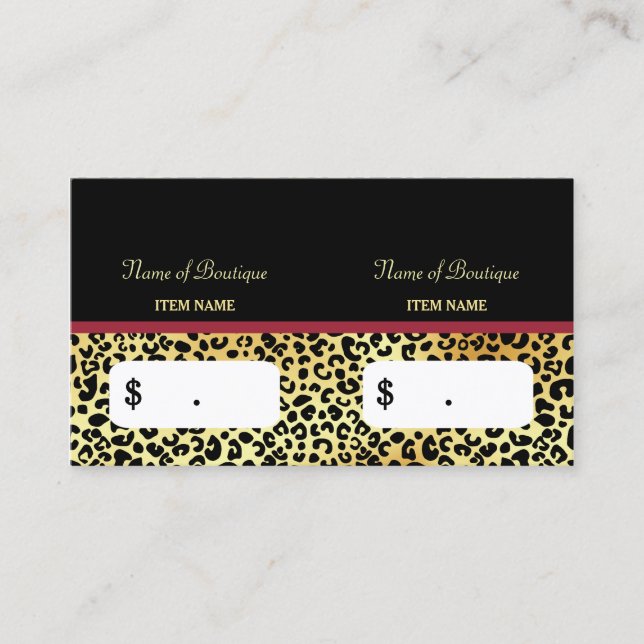 Golden Crown Leopard Print With Red Bow Hair Salon Business Card (Front)
