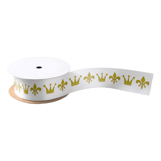 Golden Crown & Lily Border + your backgr. & ideas Satin Ribbon (Spool)