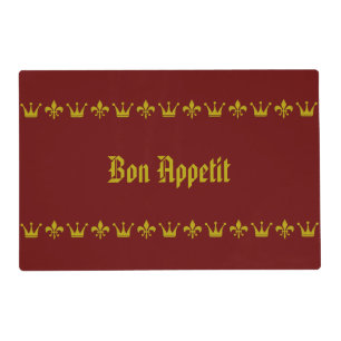 Golden Crown & Lily Border + your backgr. & text Placemat