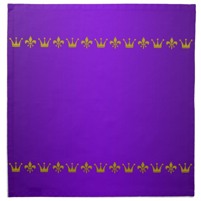 Golden Crown & Lily Border + your text & backgr. Napkin (Front)