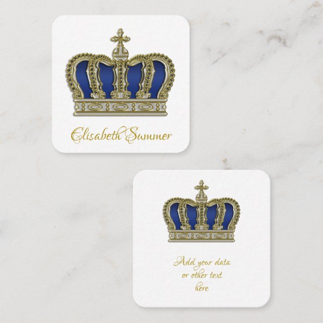 Golden Crown - luxury royal Square 5 Business Card (Front/Back)