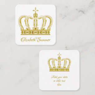 Golden Crown - luxury royal Square Business Card