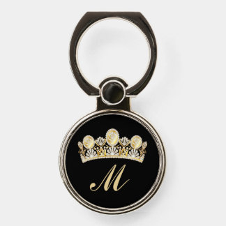 Golden Crown Monogrammed Phone Ring Stand