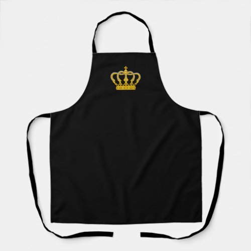 Golden Crown on Black Apron