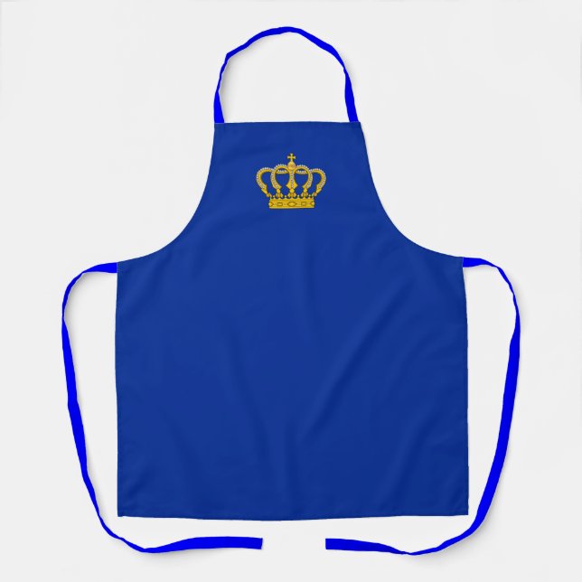 Golden Crown on Royal Blue Apron (Front)