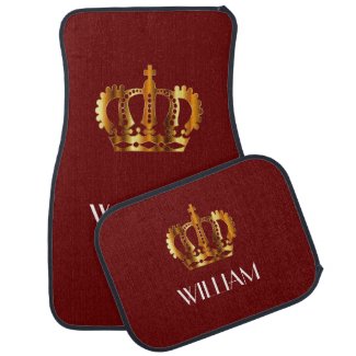 Golden Crown Personalized Name Red Car Floor Mat