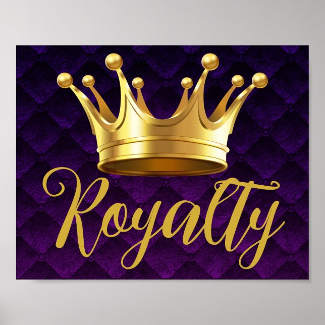 Golden Crown Purple Plush Royalty Wall Art Print (Front)