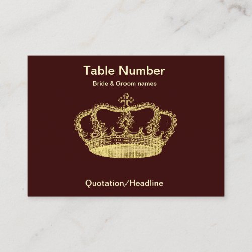 Golden Crown Reception Table Placecard Business Card