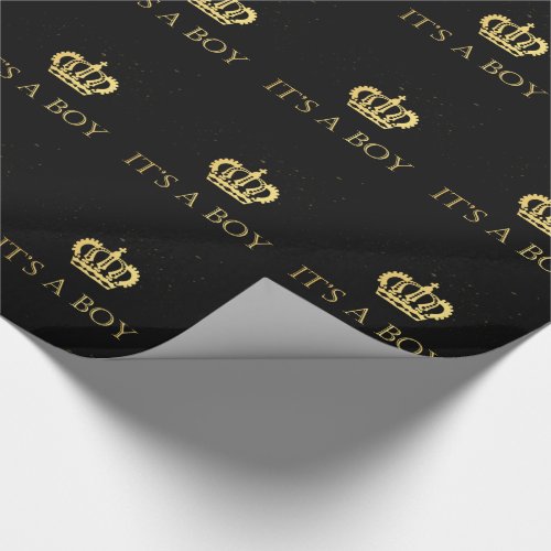 Golden Crown Royal Baby boy shower Wrapping Paper