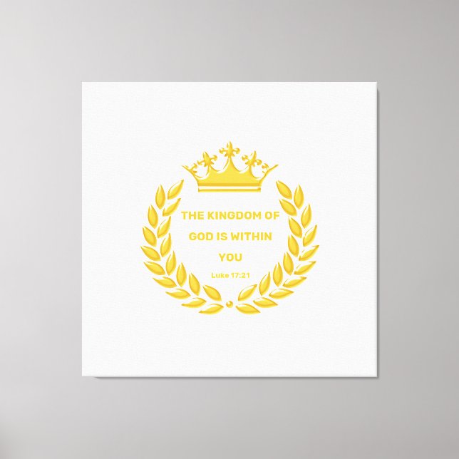 Golden Crown & The Kingdom of God Bible Verse Canvas Print (Front)
