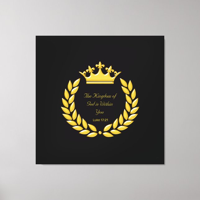 Golden Crown & The Kingdom of God Bible Verse Canvas Print (Front)