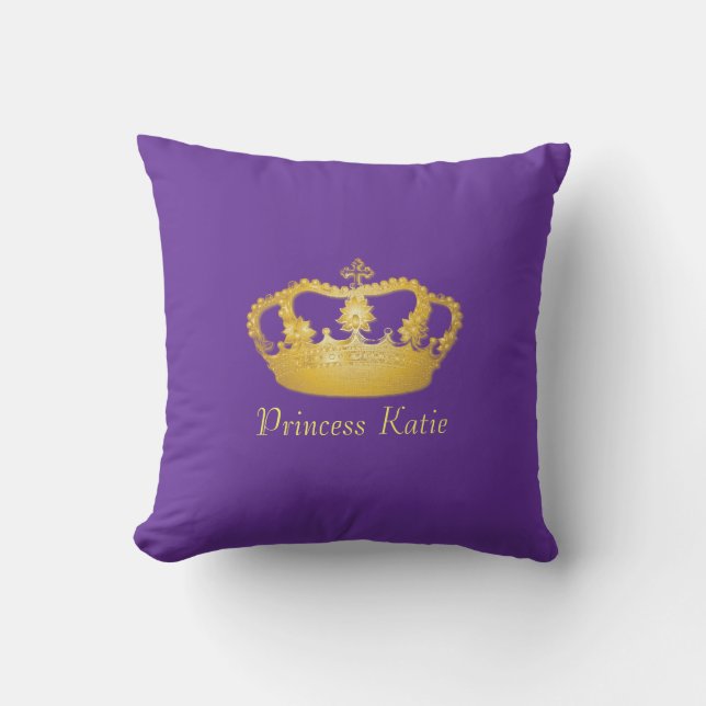 Golden Crown Throw Pillow (Front)