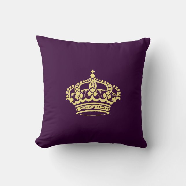Golden Crown Throw Pillow (Front)
