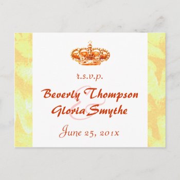 Golden Crown Wedding Rsvp Postcard by InsightfulWeddings at Zazzle