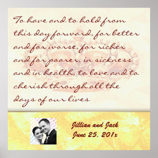 Golden Crown WEDDING Vows Display Poster