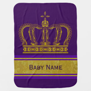 Golden Crown + your Backgr. & Baby Name Receiving Blanket