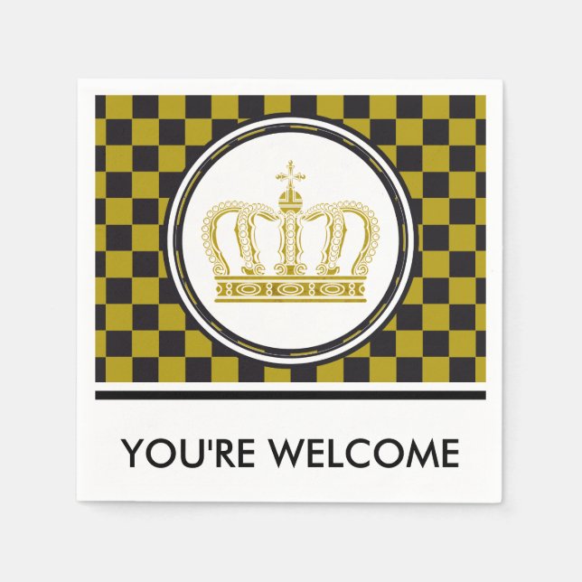 Golden Crown + your background & ideas Paper Napkins (Front)