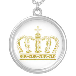 Golden Crown + your ideas Silver Plated Necklace