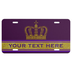 Golden Crown + your text & background License Plate