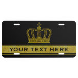 Golden Crown + Your Text &amp; Background License Plate at Zazzle