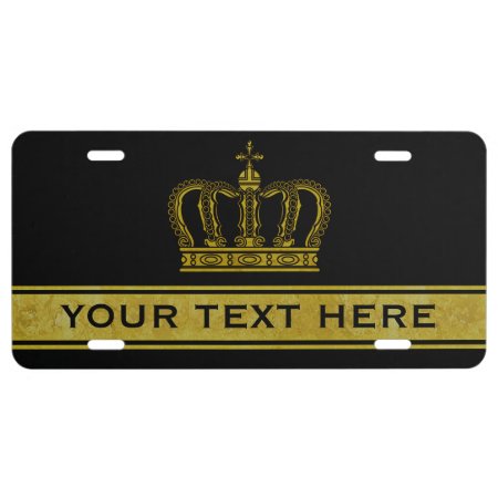 Golden Crown   Your Text & Background License Plate