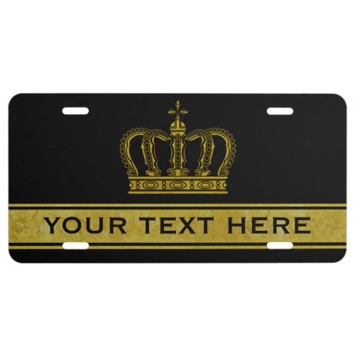 Golden Crown  your text  background License Plate