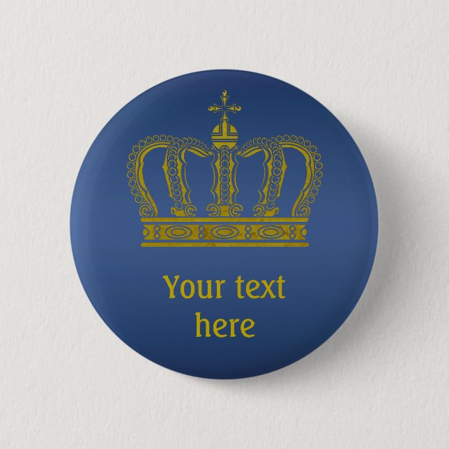 Golden Crown + your text Button (Front)