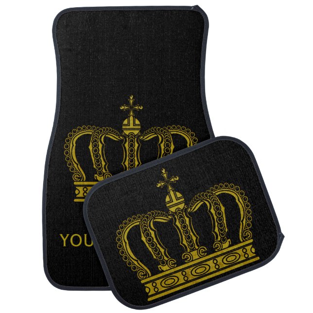 Golden Crown + your text Car Mat (Set)