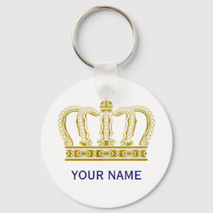Golden Crown + your text Keychain
