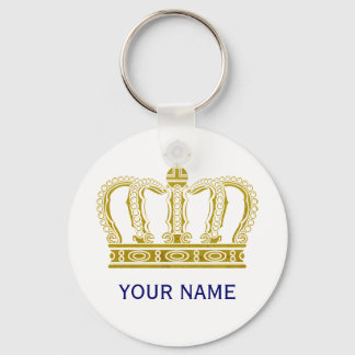 Golden Crown + your text Keychain