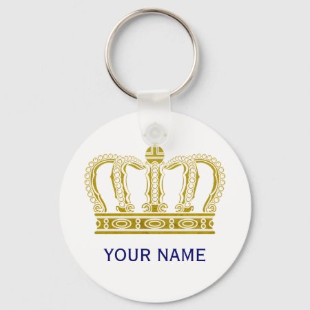 Golden Crown   Your Text Keychain