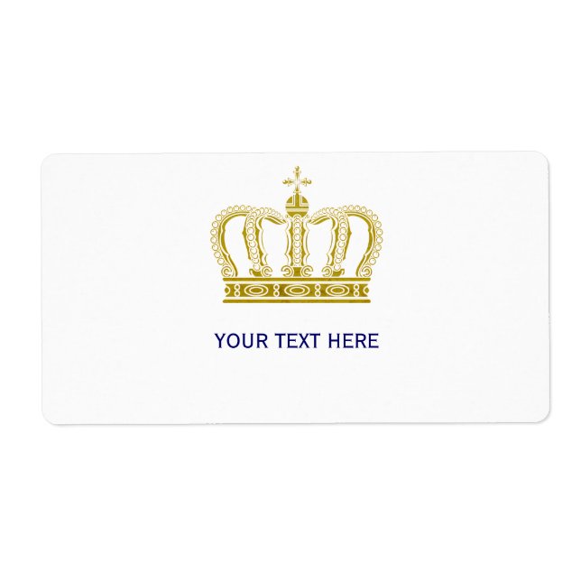 Golden Crown + your text Label (Front)