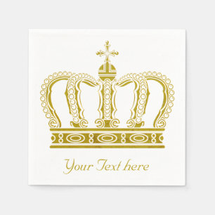 Golden Crown + your text Paper Napkins