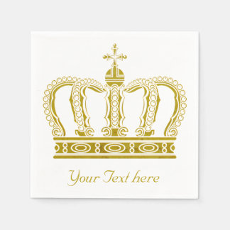 Golden Crown + your text Paper Napkins