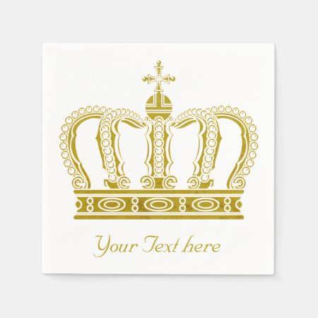 Golden Crown   Your Text Paper Napkins