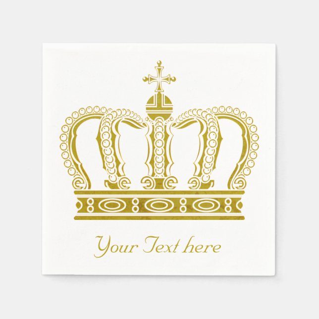 Golden Crown + your text Paper Napkins (Front)