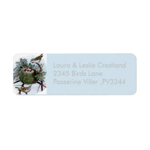 golden crowned kinglets - vintage birds label