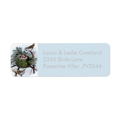 golden crowned kinglets _ vintage birds label