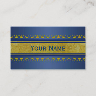 Golden Crowns Border + your text & background Business Card